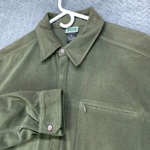 Aigle Fleece Shirt Mens XXL Green Long Sleeve Snap Front Utility